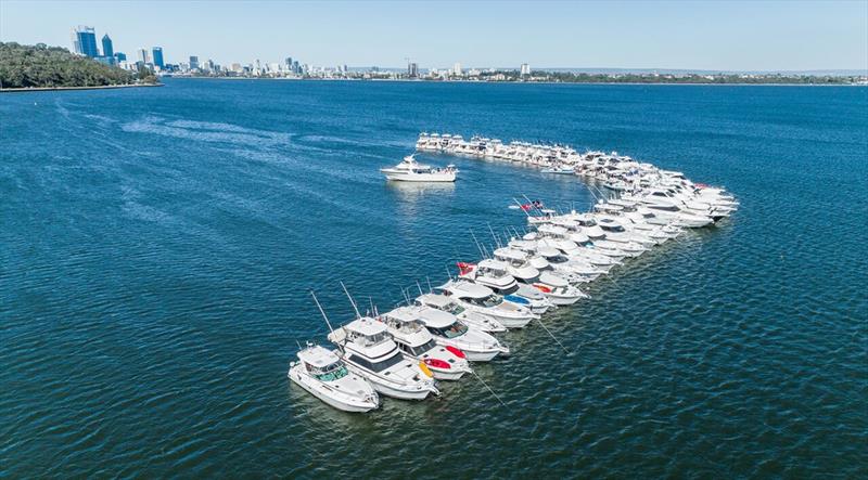 R Marine Perth broke a Riviera world record as 48 motor yachts rafted up in Matilda Bay, Perth, Western Australia. - photo © Riviera Australia
