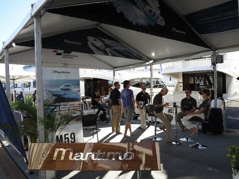 Some of the Maritimo vessels on display at Miami and the Maritimo Miami show stand which proved popular with prospective boat buyers photo copyright Maritimo taken at  and featuring the Marine Industry class