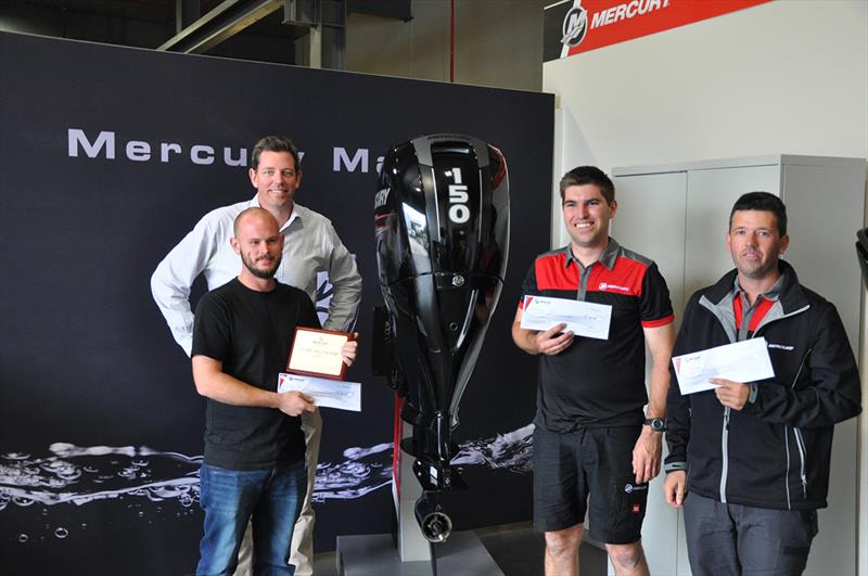 (l-r) Lieuwe Mellae (Hitech Marine), Ben Castle (Gulfland Marine) and Cam Williams (Stihl Shop Marine) with Will Sangster, Mercury's General Manager ANZP photo copyright Mercury Marine taken at  and featuring the Marine Industry class