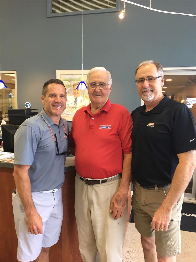 The multi-generational B & E Marine is excited to be involved with Maritimo and under the stewardship of (l to R) Rodney Bensz, Ronald Bensz and Barry Bensz the dealership is expecting strong sales of the brand photo copyright Paul Wilson taken at  and featuring the Marine Industry class