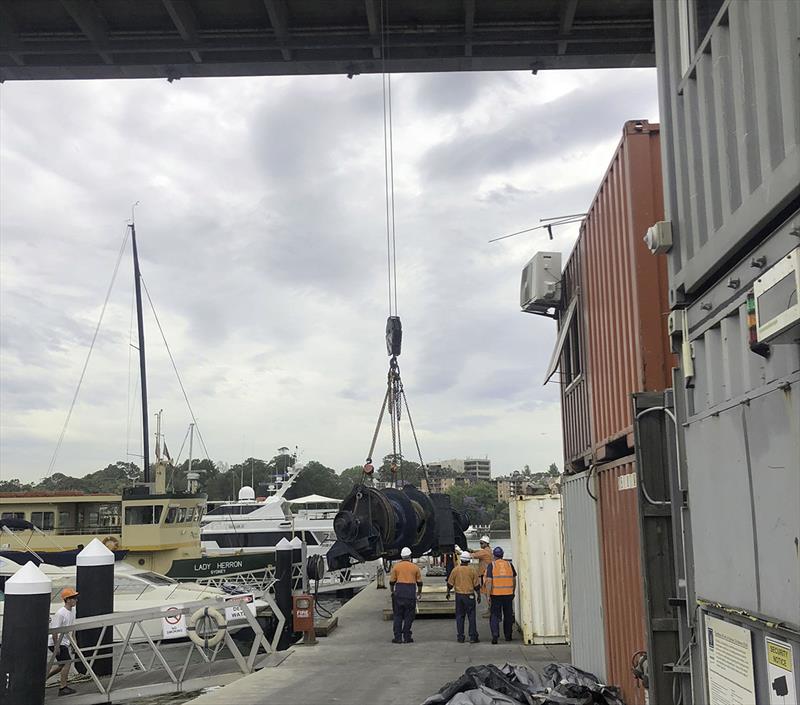 The 70-tonne pull winch lands safely on the quay, ready for work to begin. - photo © SCM