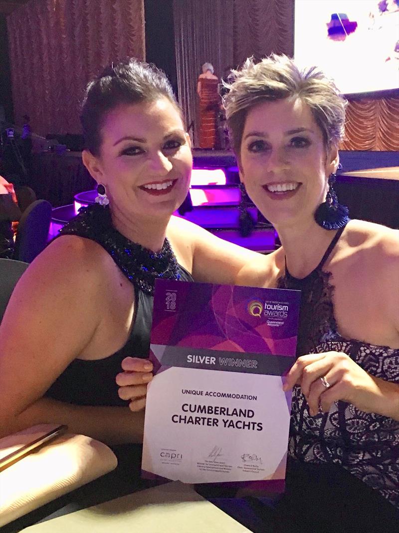 Cumberland Charter Yachts (L) Marketing Manager, Mercedes Ireland, (R) General Manager, Sharon McNally at 2018 Queensland Tourism Awards photo copyright Mercedes Ireland taken at  and featuring the Marine Industry class