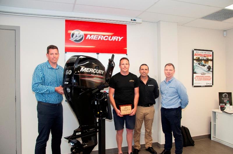 Winner David Voorden with (L to R) Will Sangster (G.M. Mercury Marine -Australia, New Zealand, South Pacific); Trevor Henri (MercTech Manager, Mercury Marine); Nicholas Webb (Snr. Director of Engine Products, Mercury Marine - Australia, NZ, South Pacific) photo copyright Mercury Marine taken at  and featuring the Marine Industry class