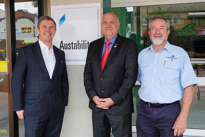 Member for Lyne, Dr David Gillespie joined Graham Gilkison and Alan Steber at the launch of Austability's regional office in Taree photo copyright East-Coast-Photography taken at  and featuring the Marine Industry class