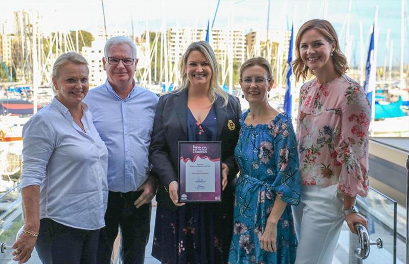 (l-r) Janey Treleaven (centre) with Andrea Treleaven, Ian Treleaven, The Hon. Gabrielle Upton MP and Jessica Ridley photo copyright CYCA Media taken at Cruising Yacht Club of Australia and featuring the Marine Industry class