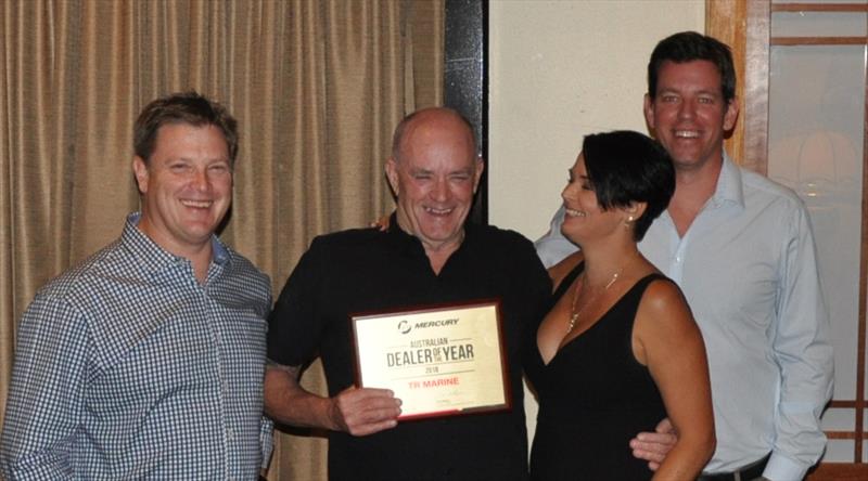 Deserving Winners -  TR Marine's Ian Tricker and Claire Mathieson, with (left) Mercury's David Meehan, Director of Sales, and Mercury's Will Sangster, General Manager (Australia, New Zealand, Pacific) photo copyright Mercury Marine taken at  and featuring the Marine Industry class