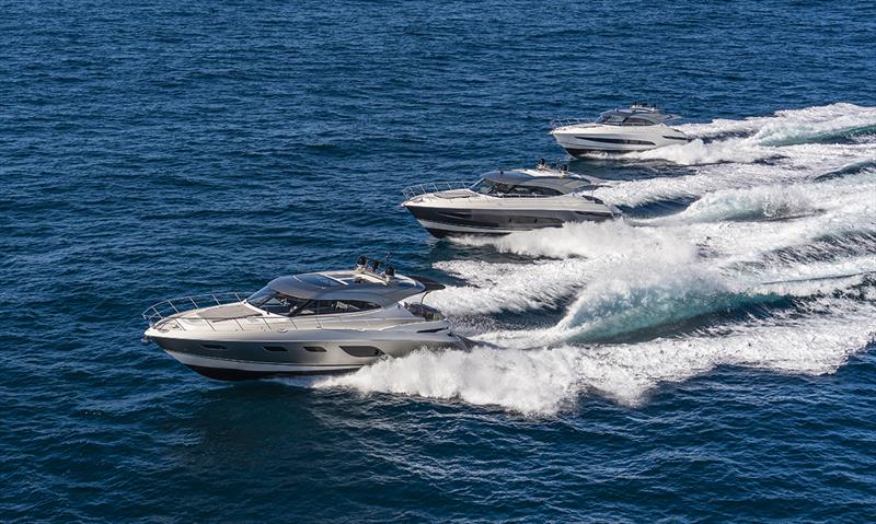 May saw the premiere of the new Riviera Platinum Edition Sport Yacht Collection - three models from the 6000 (left) to the 5400 and 4800 Series II models - photo © Riviera Studio