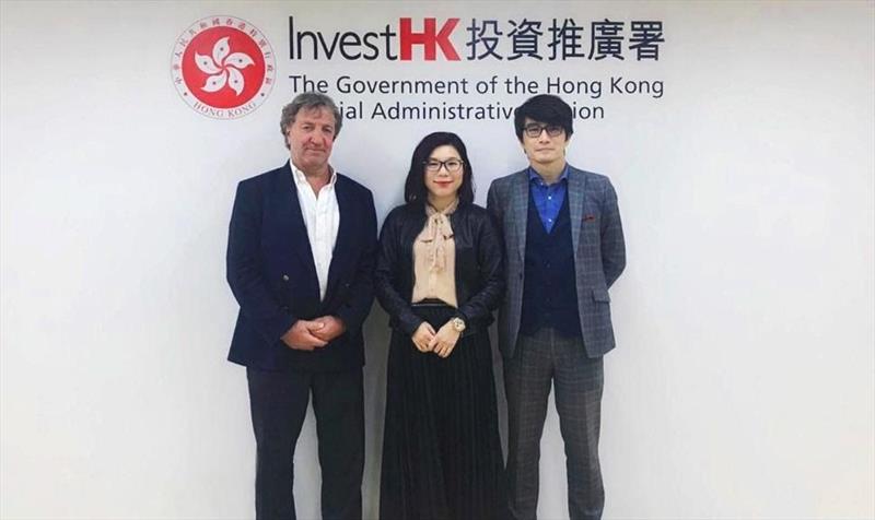 Andy Treadwell (Verventia Ltd), Kara Yeaung (HKCYIA), Benjamin Wong (Invest HK). Hong Kong Yacht Show 2020 - photo © Verventia Ltd