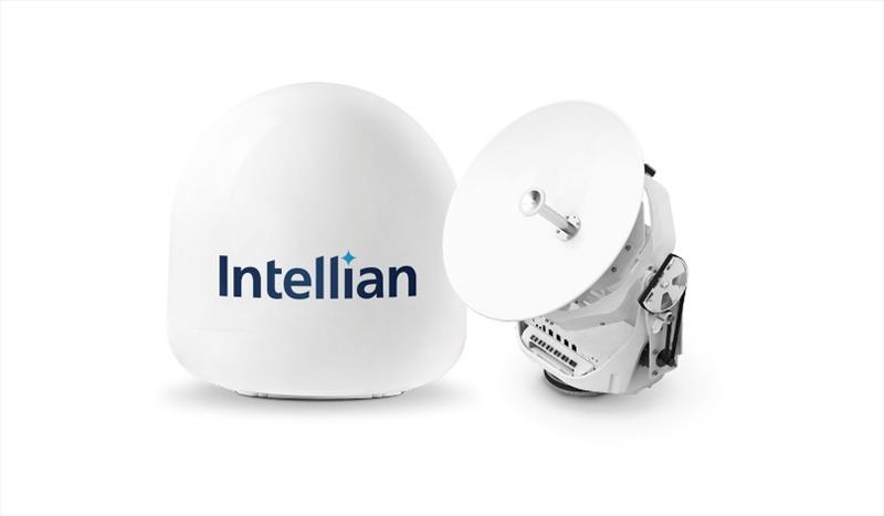 Intellian's innovative v45C antenna is now qualified for operation on the Intelsat FlexMaritime network - photo © Intellian Ltd