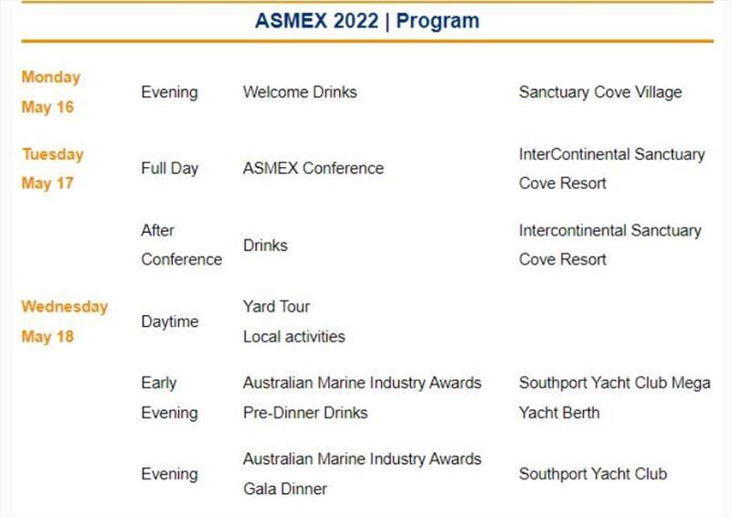 ASMEX 2022 program photo copyright AIMEX taken at  and featuring the Marine Industry class