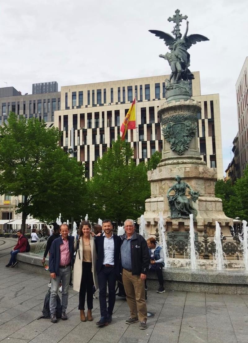 (L- R) David Ellis, MCI marketing manager; Claudia Esteban Cidraque, Calypso marketing manager; Fernando Pascual-Andreu, Calypso founder; Andy Scott, MCI MD photo copyright Marine Components International taken at  and featuring the Marine Industry class