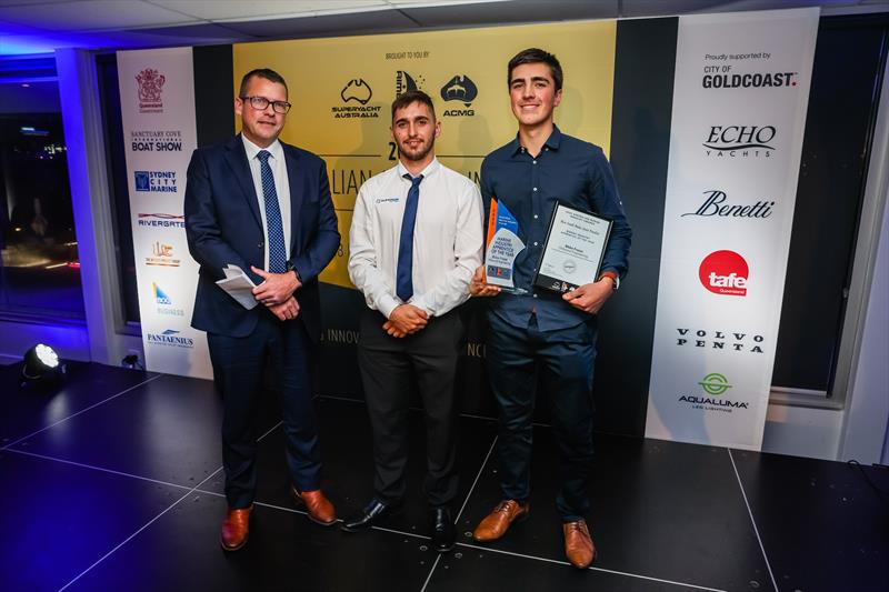 2022 winner Blake Fraser (right), Onboard Engineering with 2021 winner Robert Smith (centre), Superior Jetties - photo © AIMEX