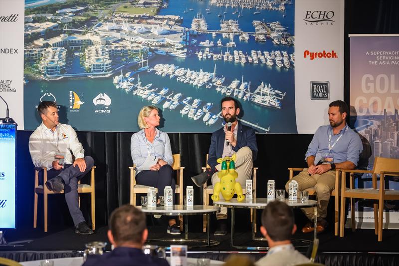 David Good, CEO AIMEX (Left) Suzanne Davies, CEO, Marina Industries Association (Left Centre) Adam Chanter Industry Skills Advisor, Marine Jobs (Right Centre) Greg Newby, Superyacht Crew Academy (Right) ASMEX Conference 2022 photo copyright Salty Dingo taken at  and featuring the Marine Industry class