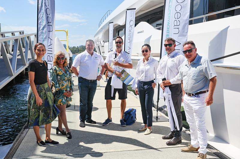 (L – R) Lorna Emberson,  Cynthia Rasch (From Port Denarau Marina), Cameron Shaw (Pennant Distillery) Sean Prosser (Captain, Impulsive) Natalie Ye (Benetti Yachts) David Good (Superyacht Australia) Jamie MacPhail (Pantaenius)  photo copyright Salty Dingo taken at  and featuring the Marine Industry class