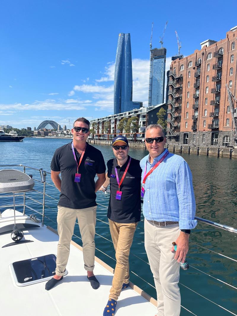 Mark Oliver (Left) Julian Sonego (Middle) from City Index and guest photo copyright Salty Dingo taken at  and featuring the Marine Industry class