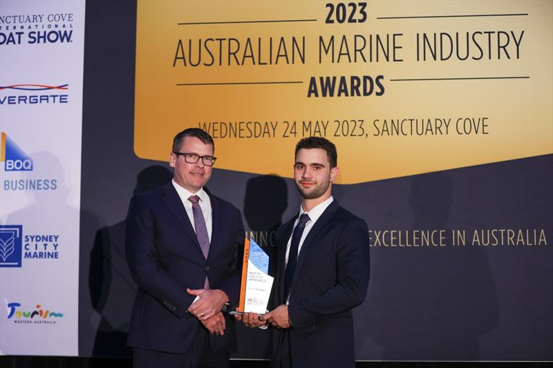Simon Hislop, TAFE Queensland presenting Brent Studman with the Australian Marine Industry Apprentice of the Year Award - photo © Salty Dingo