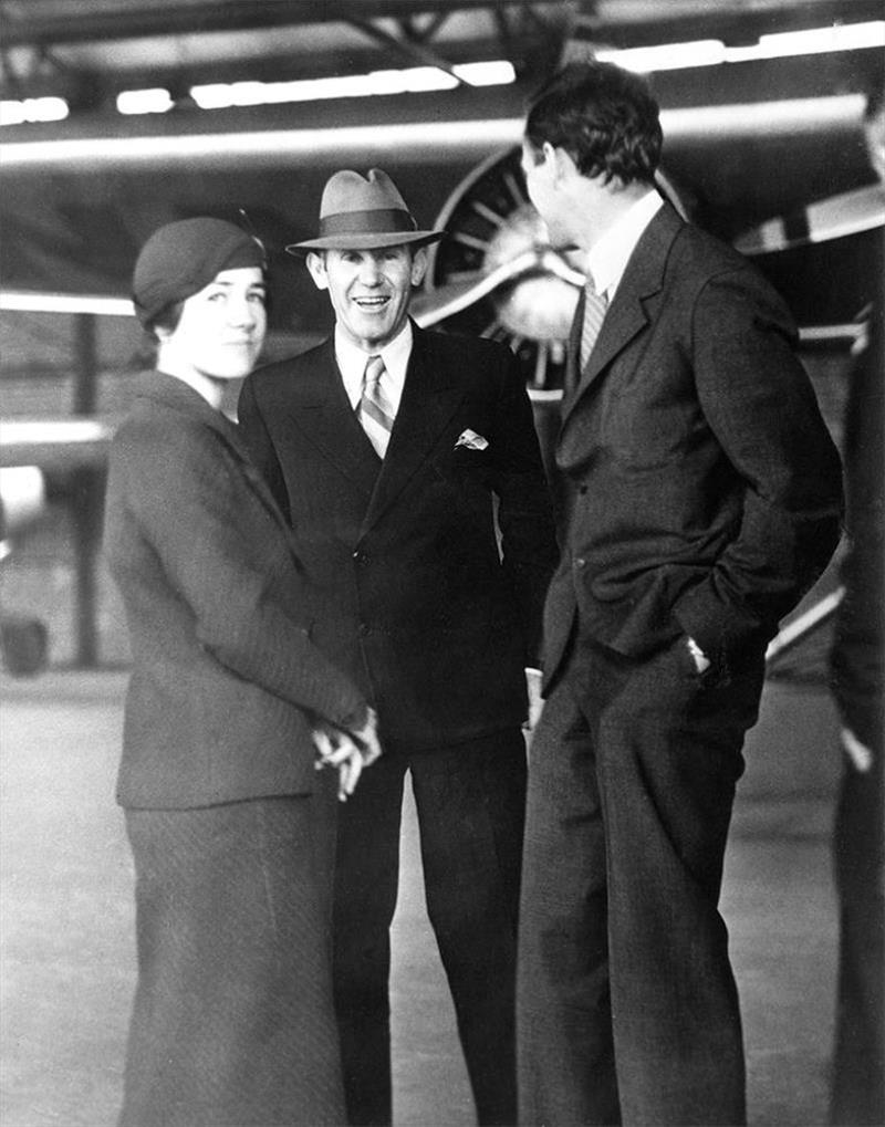 Captain Weems and his wife, Margaret Thackray Weems, with student Charles Lindbergh - photo © Weems & Plath