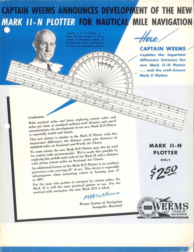 Advertisement from a Weems System of Navigation catalog, circa 1960s photo copyright Weems & Plath taken at  and featuring the Marine Industry class