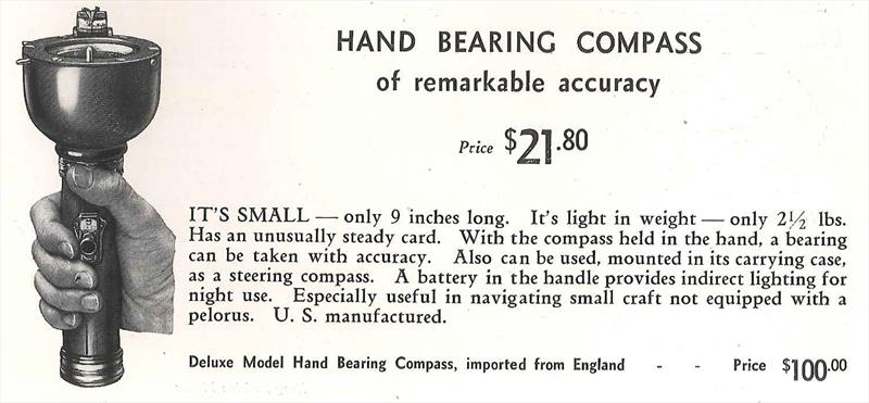 Advertisement for the Hand Bearing Compass from a Weems System of Navigation catalog, circa 1950s - photo © Weems & Plath
