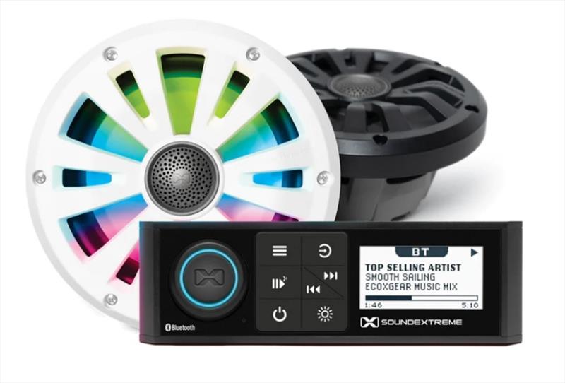 New Marine Radio line under its SoundExtreme brand, equipped with 2 wired zones and 1 wireless audio zone, along with an integrated 4-zone LED Controller - photo © Ecoxgear