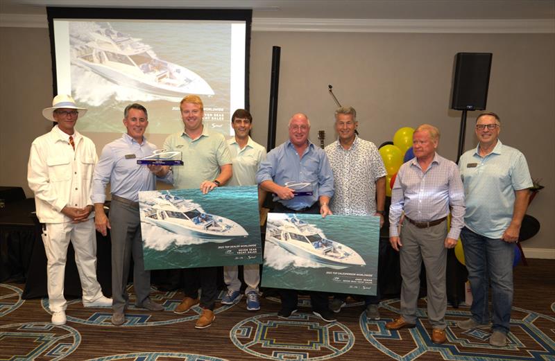 Scout awarding their top worldwide dealer and top salesperson - From left to right: Nate Anderson, Alan Lang, Andy Renne, James Pate, Len Renne, Dave Wallace, Steve Potts, Bret Potts - photo © Scout Boats