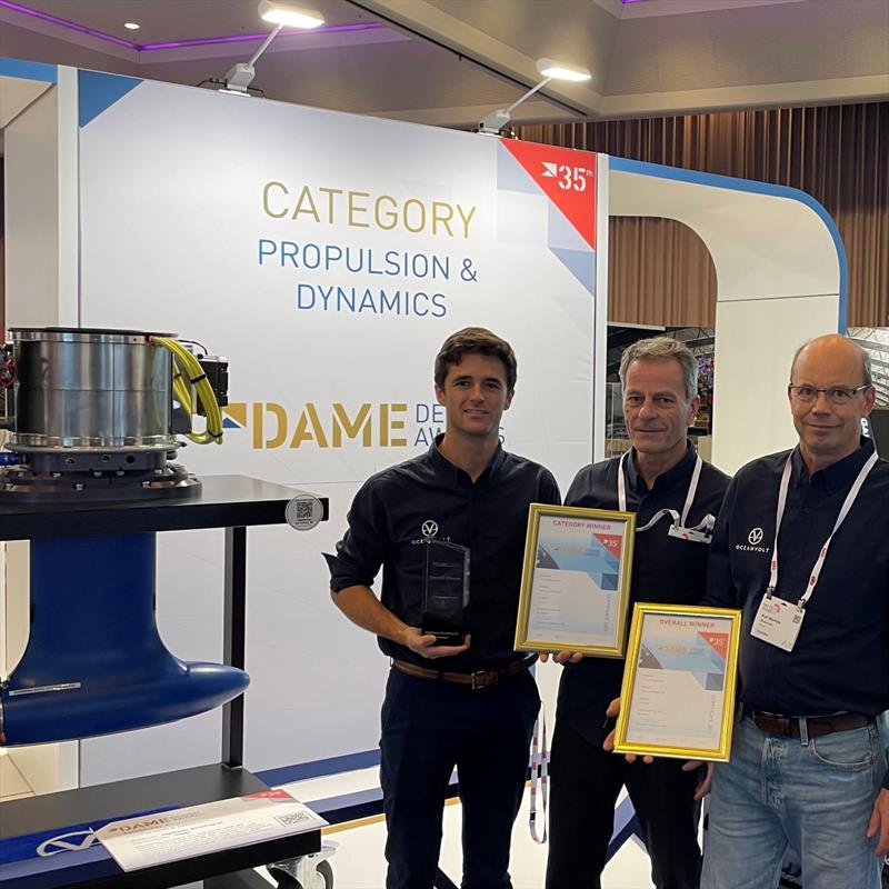 Oceanvolt's HighPower ServoProp 25 secures top honors in both the Propulsion & Dynamics Category and the coveted Overall DAME Award 2023 photo copyright Oceanvolt taken at  and featuring the Marine Industry class