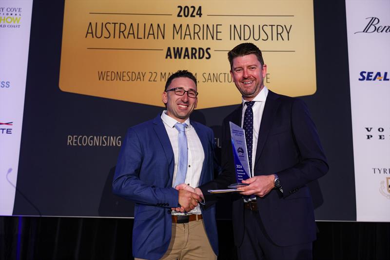 Nick Lester, SeaLink presents the 2024 Australian Commercial Hospitality Operator of the Year to Frank Panuccio, Co-founder, Sea Sydney Harbour - photo © Salty Dingo