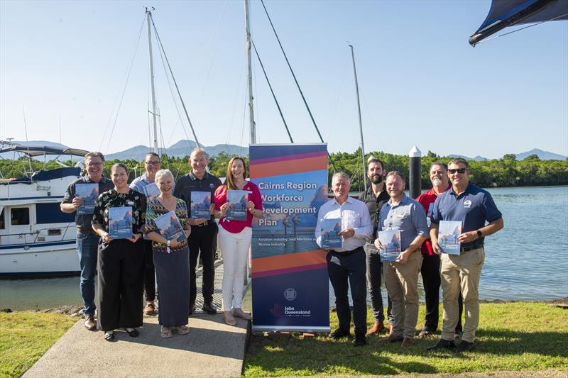 Minister Michael Healy and the Project Champion Group launching the Jobs Queensland regional workforce plan - photo © AIMEX