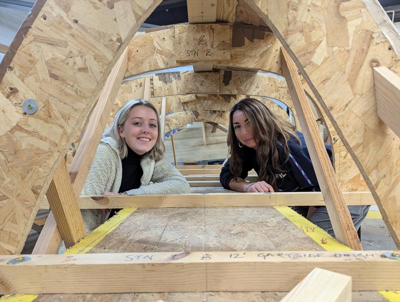 Sophia Harding and Hannah Lovett are members of the new 40-week course cohort which is predominantly female for the first time in its history - photo © Boat Building Academy
