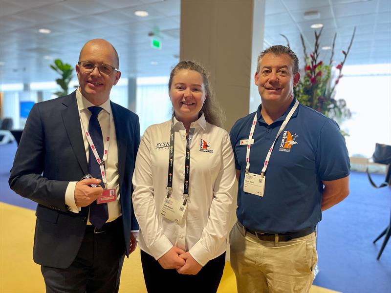 Niels Klarenbeek, Metstrade Director; Jade Ralph, Echo Marine Group and Australian Marine Industry Apprentice of the Year; David Good, CEO, AIMEX - photo © AIMEX