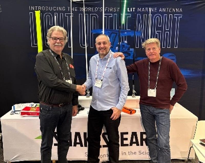 Shakespeare® Marine shaking hands with ScanMarine at METS 2024 photo copyright Shakespeare® Marine taken at  and featuring the Marine Industry class
