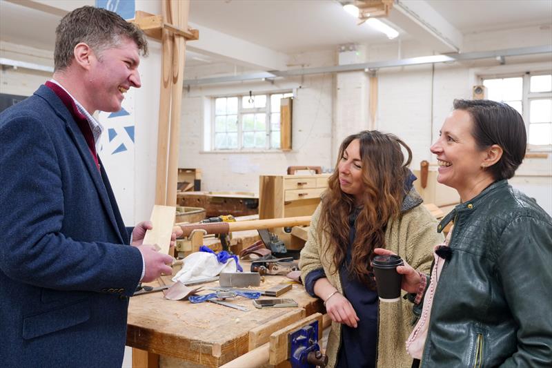 Edward Morello MP was given a tour of the BBA by its founder Tim Gedge and Belinda Joslin, founder of Women in Boat Building and met some of the women on the current 40-week boat building course photo copyright Kaia Bint Savage taken at  and featuring the Marine Industry class