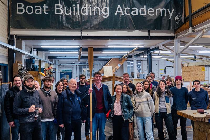 Edward Morello MP and current Boat Building Academny students and staff photo copyright Kaia Bint Savage taken at  and featuring the Marine Industry class