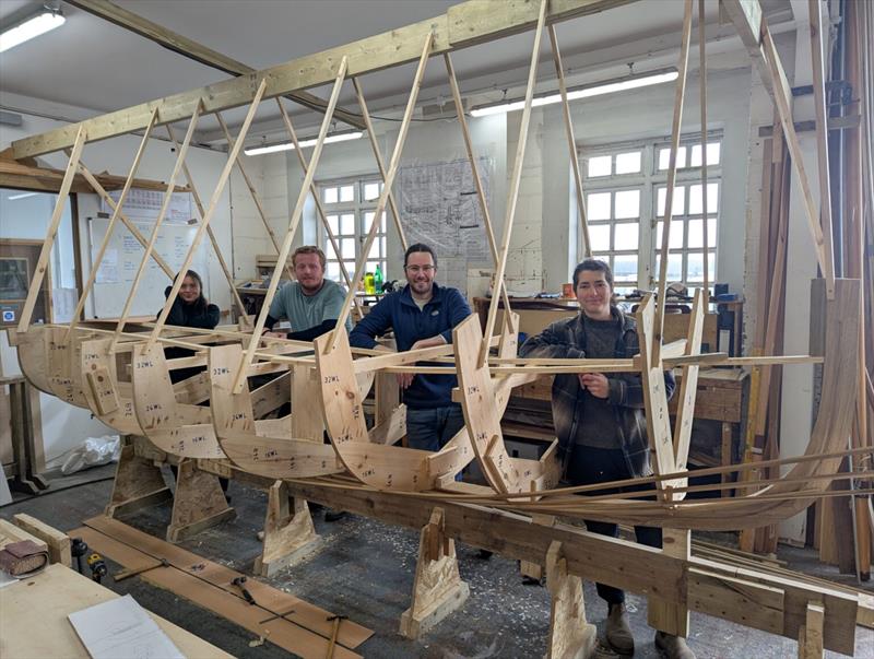 100% British sourced timber being used to build a 14ft Gartside clinker boat at the Boat Building Academy in Lyme Regis photo copyright Boat Building Academy taken at  and featuring the Marine Industry class