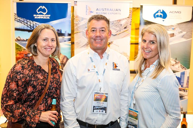 Gillian Carter, Pacific Marine Design;  David Good, Superyacht Australia;  Sarah Toward, Carter Marine Agencies - ASMEX Conference 2024 - photo © Salty Dingo