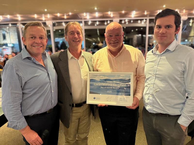 Phil Wardale and Chris Galbraith present Level 3 certificates at the NZ Marina and Boatyard Conference in Queenstown, September 2025 - photo © New Zealand Marina Operators Association