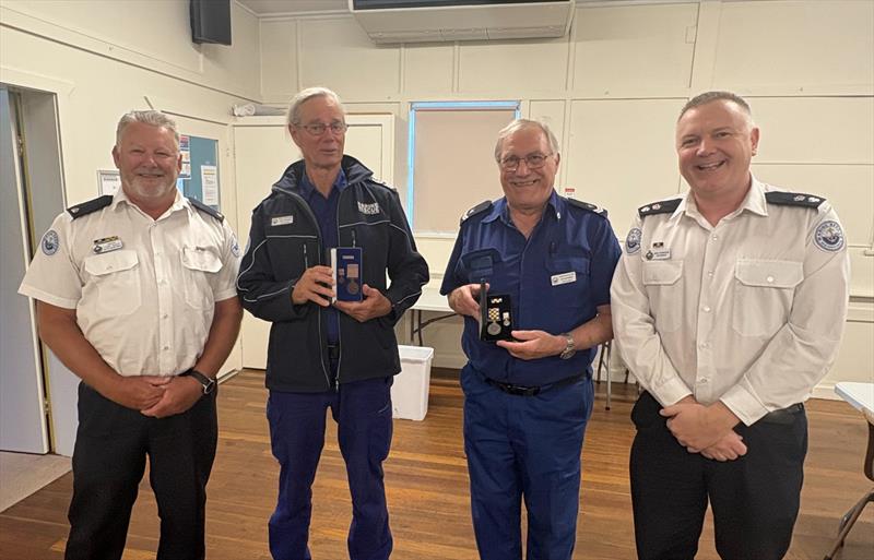 Marine Rescue Shoalhaven awards L to R Inspector Stuart Massey - Paul Poulsen - John Majewski and Zone Commander Mike Hammond photo copyright Marine Rescue NSW taken at  and featuring the Marine Industry class
