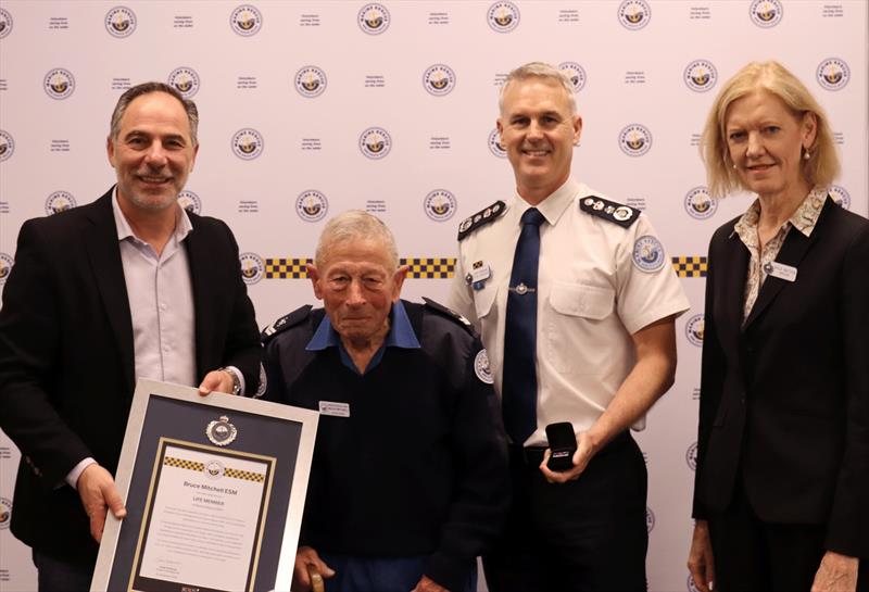 Minister Jihad Dib, Bruce Mitchell ESM, Acting Commissioner Todd Andrews and Chair Nola Watson - photo © Marine Rescue NSW