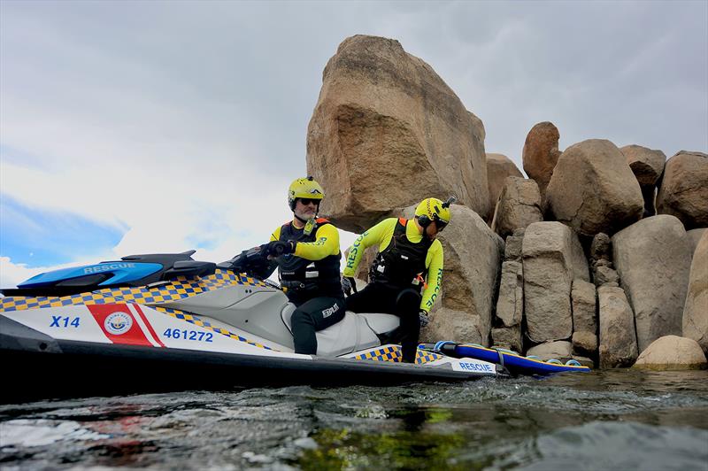 Marine Rescue Jervis Bay rescue watercraft operators search for a target on Lake Jindabyne photo copyright Marine Rescue NSW taken at  and featuring the Marine Industry class