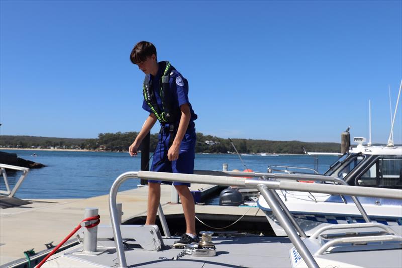 16 year old volunteer Noah Blackwell preparing Marine Rescue NSW vessel Botany Hacking 30 photo copyright Marine Rescue NSW taken at  and featuring the Marine Industry class