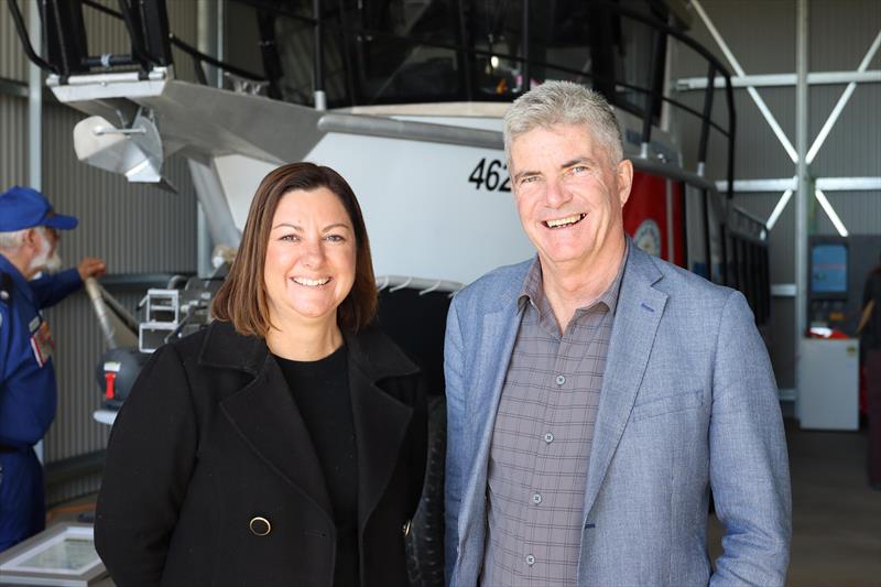 Federal Member for Eden-Monaro Kristy McBain and State Member for Monaro Steve Whan at the new Marine Rescue Alpine Lakes facility at Lake Eucumbene - photo © Marine Rescue NSW 
