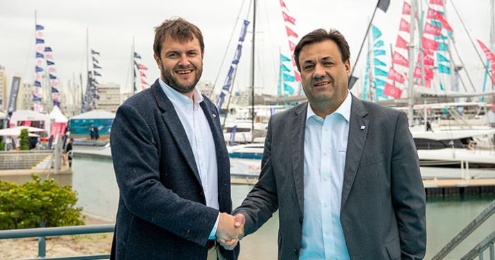 Mathieu Fountaine, Deputy CEO of Fountaine Pajot, and Bruno Thivoyon, CEO of Groupe Beneteau photo copyright Fountaine Pajot Group and Groupe Beneteau taken at  and featuring the Marine Industry class