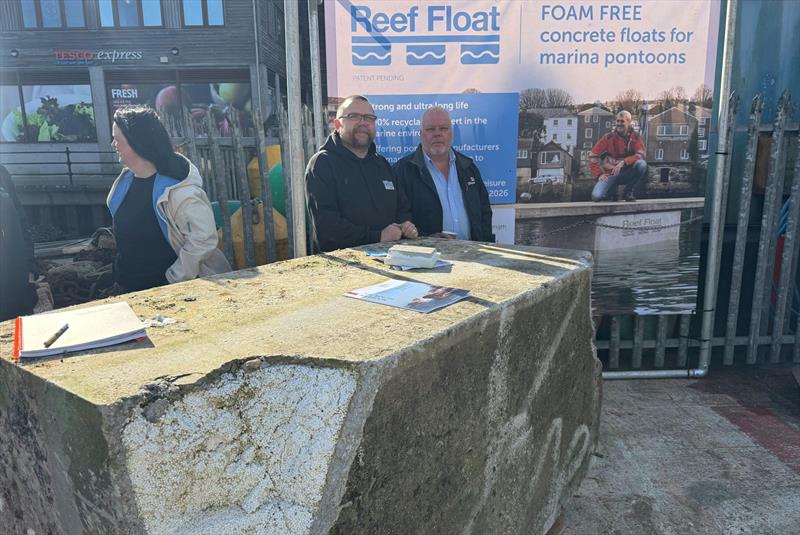 Falmouth Harbour public open day - Alex Whatley, Reef Float and Dave Nicoll, RNLI with a broken polystyrene-filled marina float photo copyright Falmouth Harbour taken at  and featuring the Marine Industry class