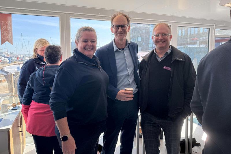 Falmouth Harbour public open day - Emma-Jane Wood, FH Head of People and Corporate Services, Sam Winters, Cornwall Marine Network and Chris Tofts, Stephens Scown LLP photo copyright Falmouth Harbour taken at  and featuring the Marine Industry class