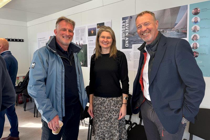 Falmouth Harbour public open day - Andy Wright, Falmouth Harbour Commissioner, Falmouth and Truro MP Jayne Kirkham and Nigel Tipple, FH Chair of Commissioners photo copyright Falmouth Harbour taken at  and featuring the Marine Industry class