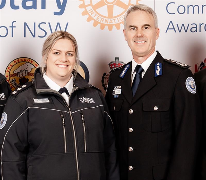 Former Unit Commander Stefania Ring and Marine Rescue NSW Commissioner Todd Andrews photo copyright Marine Rescue NSW taken at  and featuring the Marine Industry class