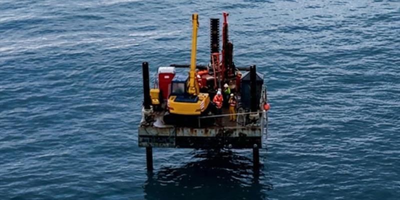 Geotechnical drilling at Bridport photo copyright Marine and Safety Tasmania taken at  and featuring the Marine Industry class