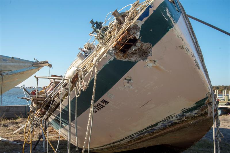 Derelict concrete sailboats await transfer to the landfill on the TowBoatUS lot. BoatUS Foundation NOAA Grant to remove derelict vessels and fishing nets from Beaufort Harbor in Beaufort, North Carolina - photo © Stacey Wigmore