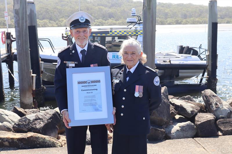 Wooli 30 commissioning Richard Taffs ESM and Jackie Taffs ESM - photo © Marine Rescue NSW