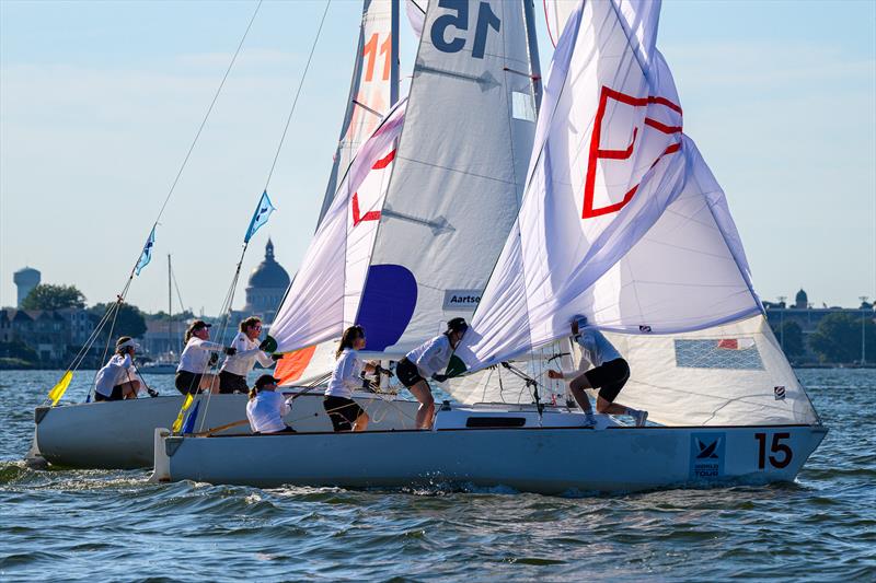 Anna Östling and Julia Aartsen in their first semifinal match on day 3 of the Santa Maria Cup, Stage 2 of the 2026 Women's World Match Racing Tour - photo © Ted Morgan
